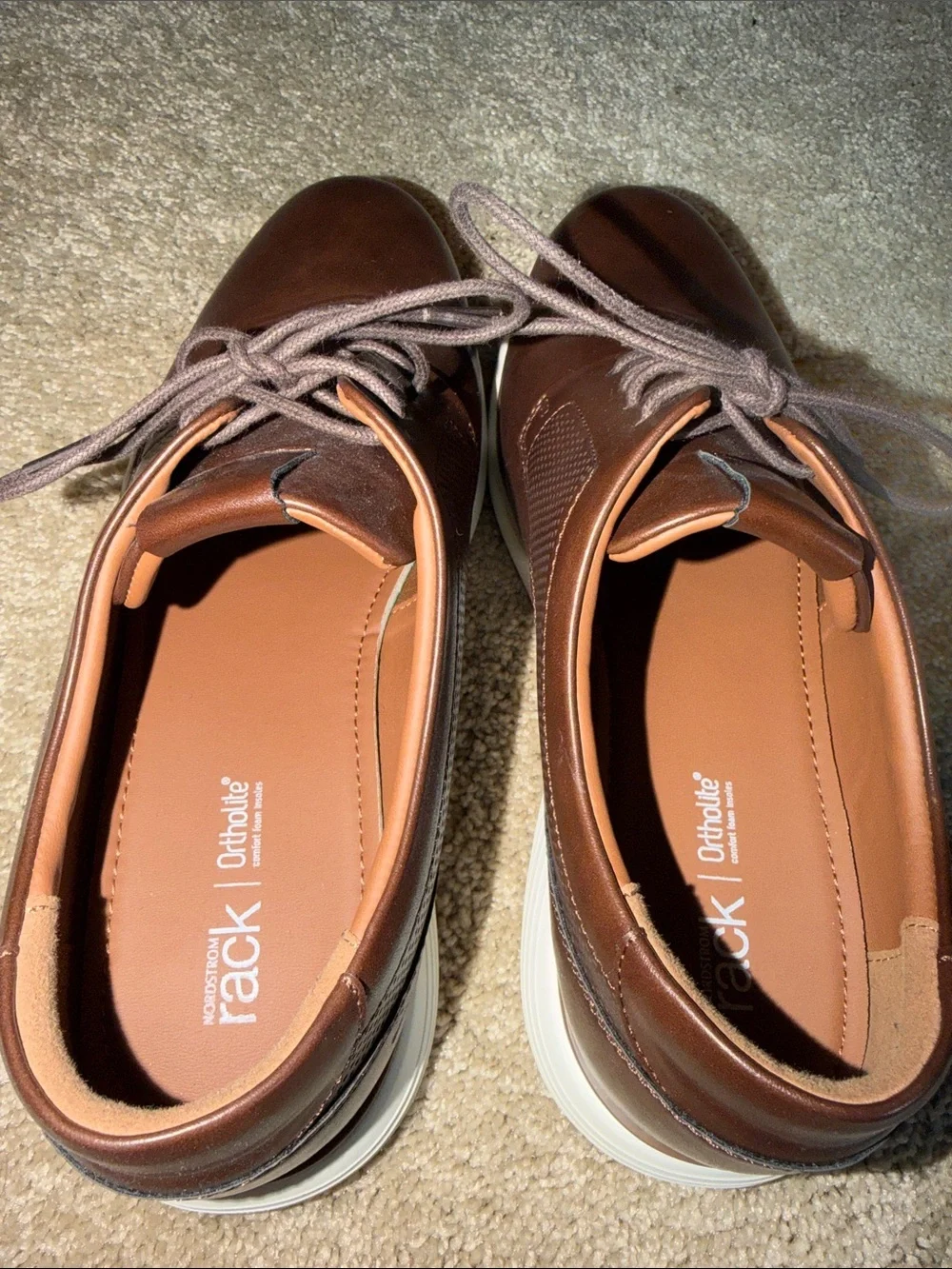 Men's Brown Leatherr Casual Lace-Up Shoes by Nordstrom Rack (Ortholite)